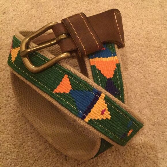 A Tail We Could Wag Cotton & Leather Belt with Brass Buckle, Foolish Fish - Picture 2 of 5